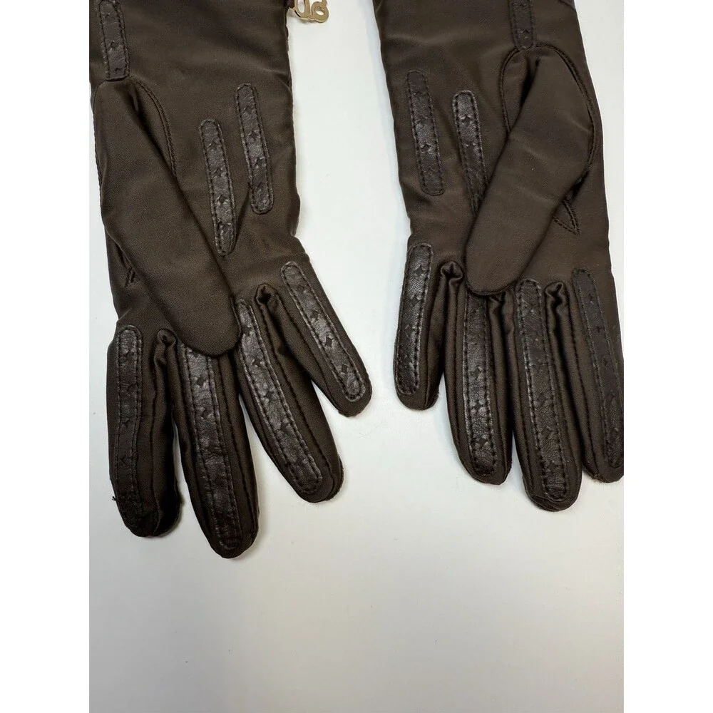 Vintage Grandoe Activizer Nylon Leather Trim Chocolate Brown Gloves One Size